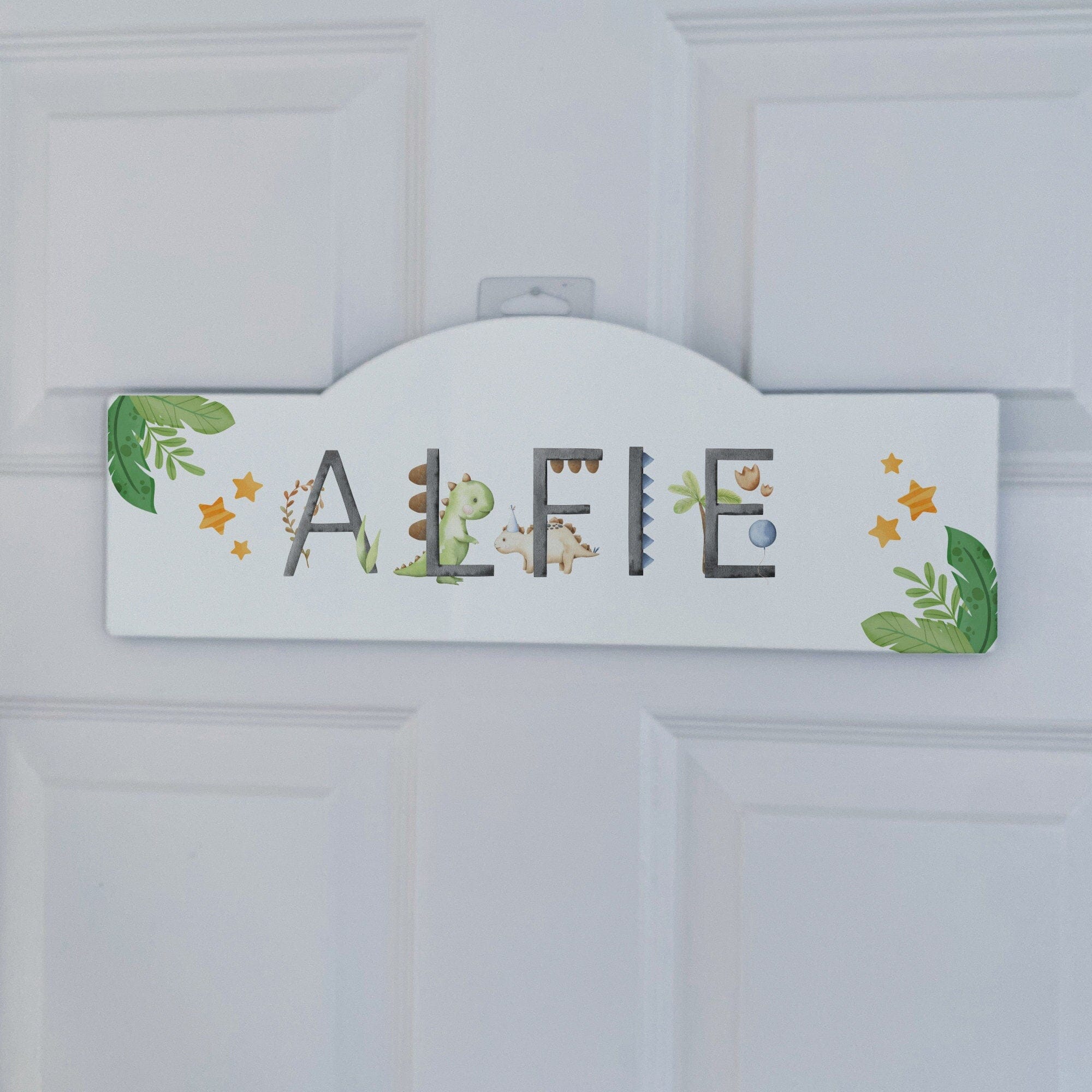 Personalised Room Sign With Childs Name, Dinosaur Jungle Safari Themed, New Baby Room Decor Plaque, Toddler Nursery
