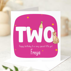 Personalised Second Birthday Card for Boy Name Animal Theme 2nd Birthday Keepsake Card for Son Grandson or Nephew Turning Two I am Two