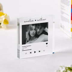 Personalised Song Acrylic Plaque with Photo Music Player Gift for Couple Girlfriend Wife Engagement Wedding or Anniversary Keepsake