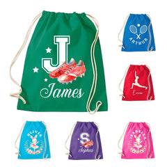Personalised Sports Drawstring Bag, Custom Name PE Gym Bag, Kids Sports Bag