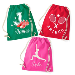 Personalised Sports Drawstring Bag, Custom Name PE Gym Bag, Kids Sports Bag