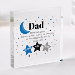 Personalised Star Keepsake Gift for Dad with Kids Name Acrylic Plaque for Father's Day Dad's Birthday or Christmas Present for Daddy Dada