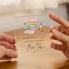 Personalised Teacher Acrylic Block – Thank You Teacher Gift End of Term Keepsake