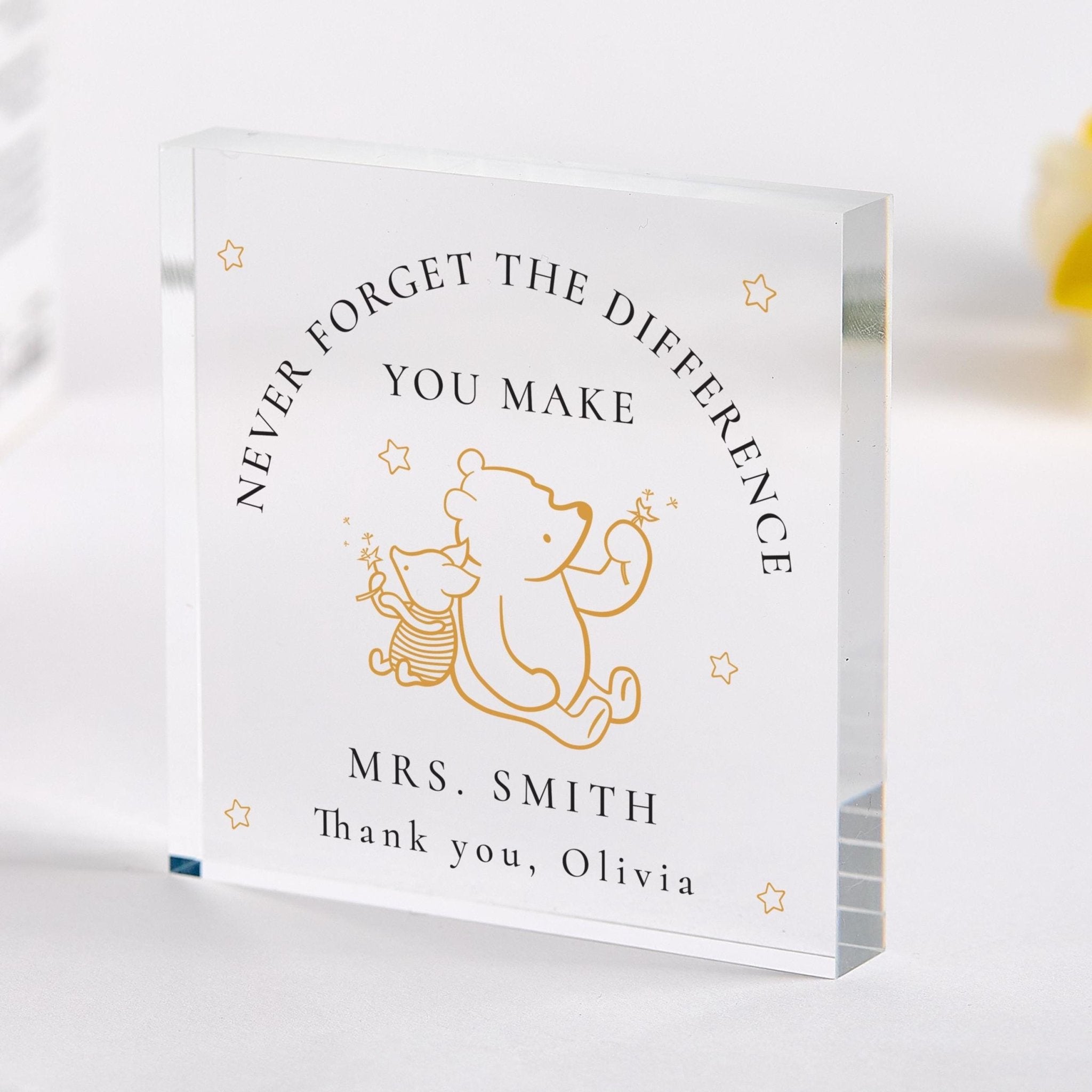 Personalised Teacher Acrylic Plaque Gift – End of Term Nursery Teaching Assistant Gift