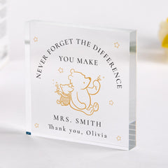 Personalised Teacher Acrylic Plaque Gift – End of Term Nursery Teaching Assistant Gift