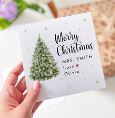 Personalised Teacher Christmas Card Xmas Gift Card for Teacher, Nursery or Teaching Assistant from Child