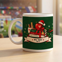 Personalised Teacher Christmas Mug, Xmas Teacher Gift