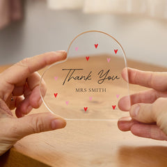 Personalised Teacher Heart Acrylic Keepsake – Thank You Gift for Teacher