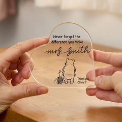 Personalised Teacher Heart Acrylic Plaque – Thank You Teacher Keepsake from Child