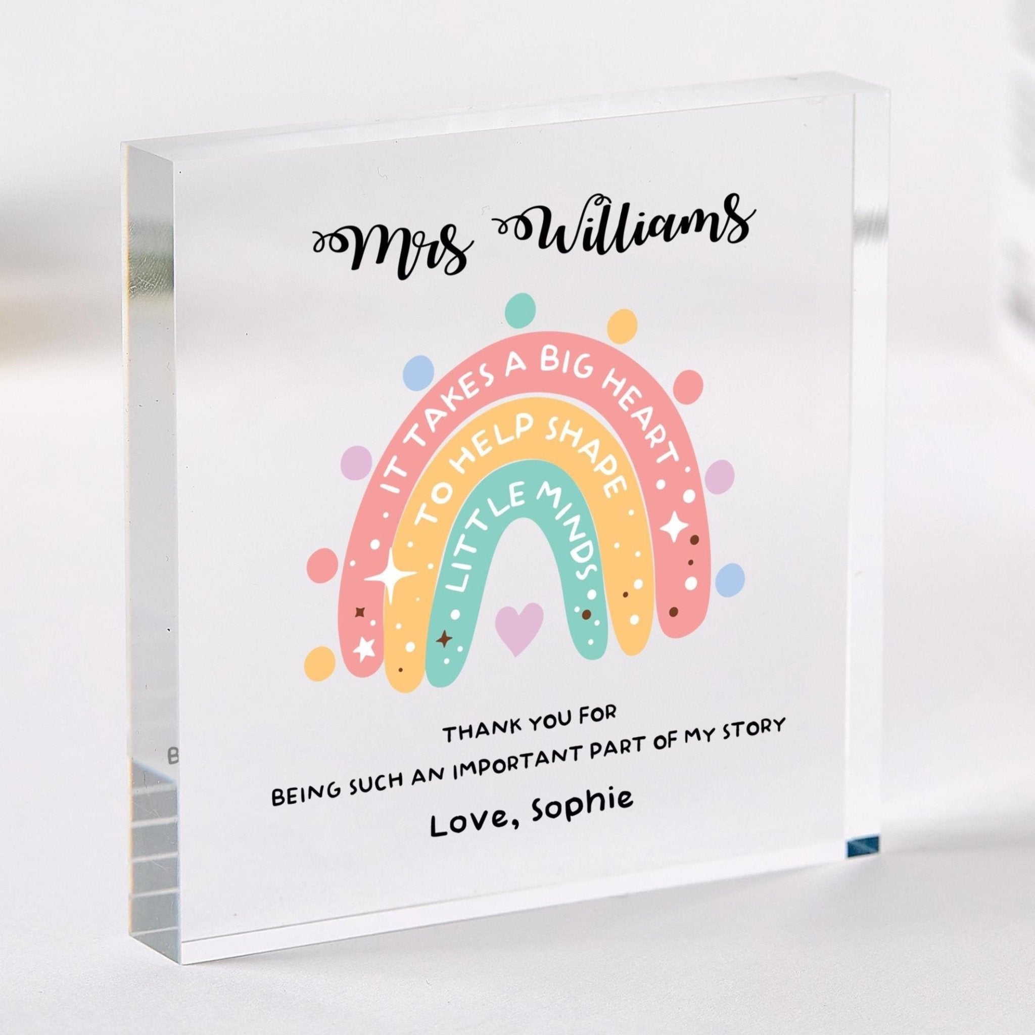 Personalised Teacher Plaque Gift - End of Term Thank You Christmas Teacher’s Day Keepsake for Nursery Primary or Secondary Teacher from Child
