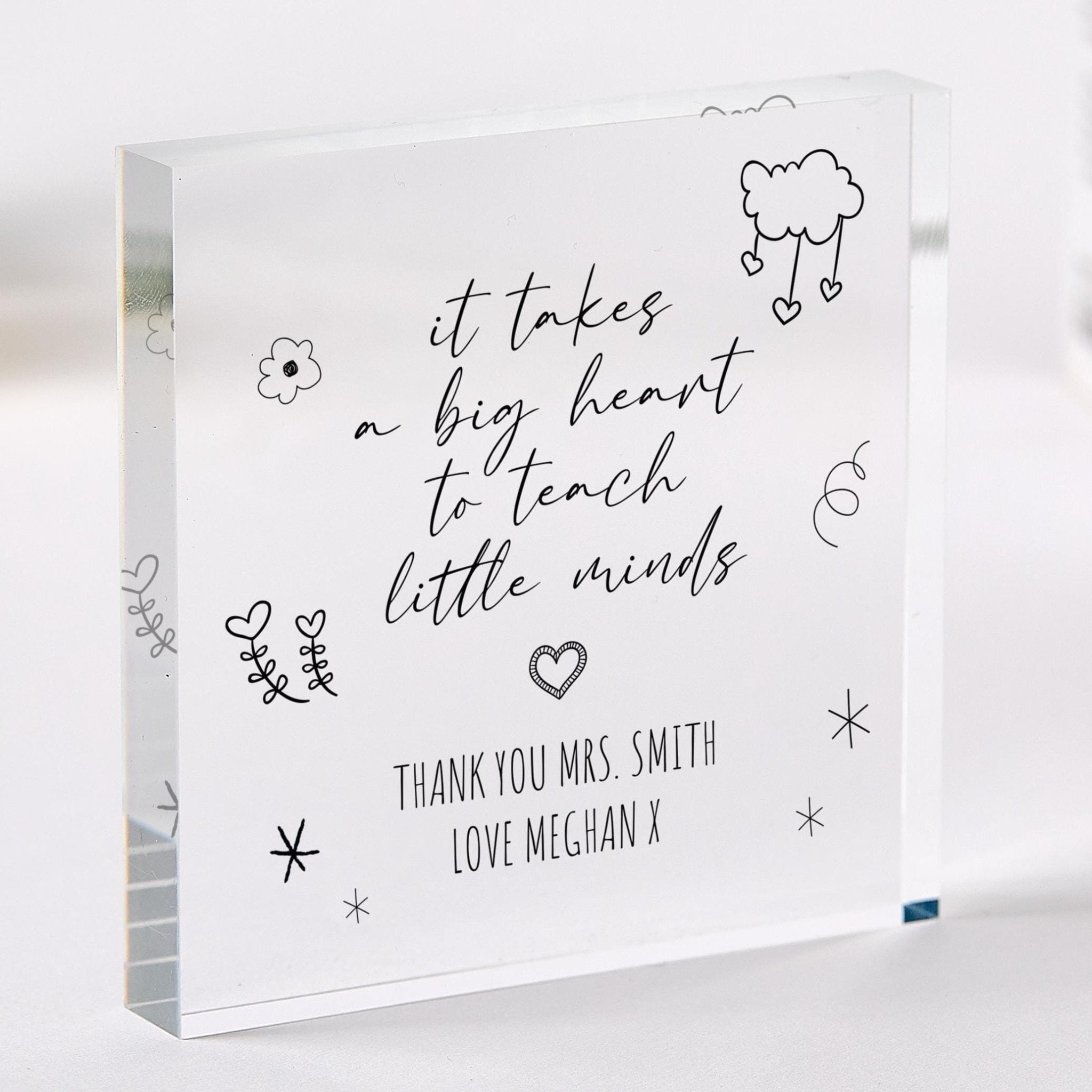 Personalised Teacher Thank You Acrylic Plaque End of Term or Teacher's Day Gift from Child Custom Name Keepsake for Nursery or School