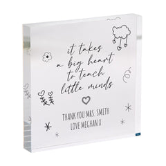 Personalised Teacher Thank You Acrylic Plaque End of Term or Teacher's Day Gift from Child Custom Name Keepsake for Nursery or School