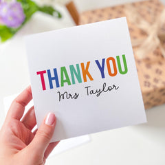 Personalised Teacher Thank You Card Colourful End of Term Appreciation Gift for Nursery Primary or Secondary Teacher