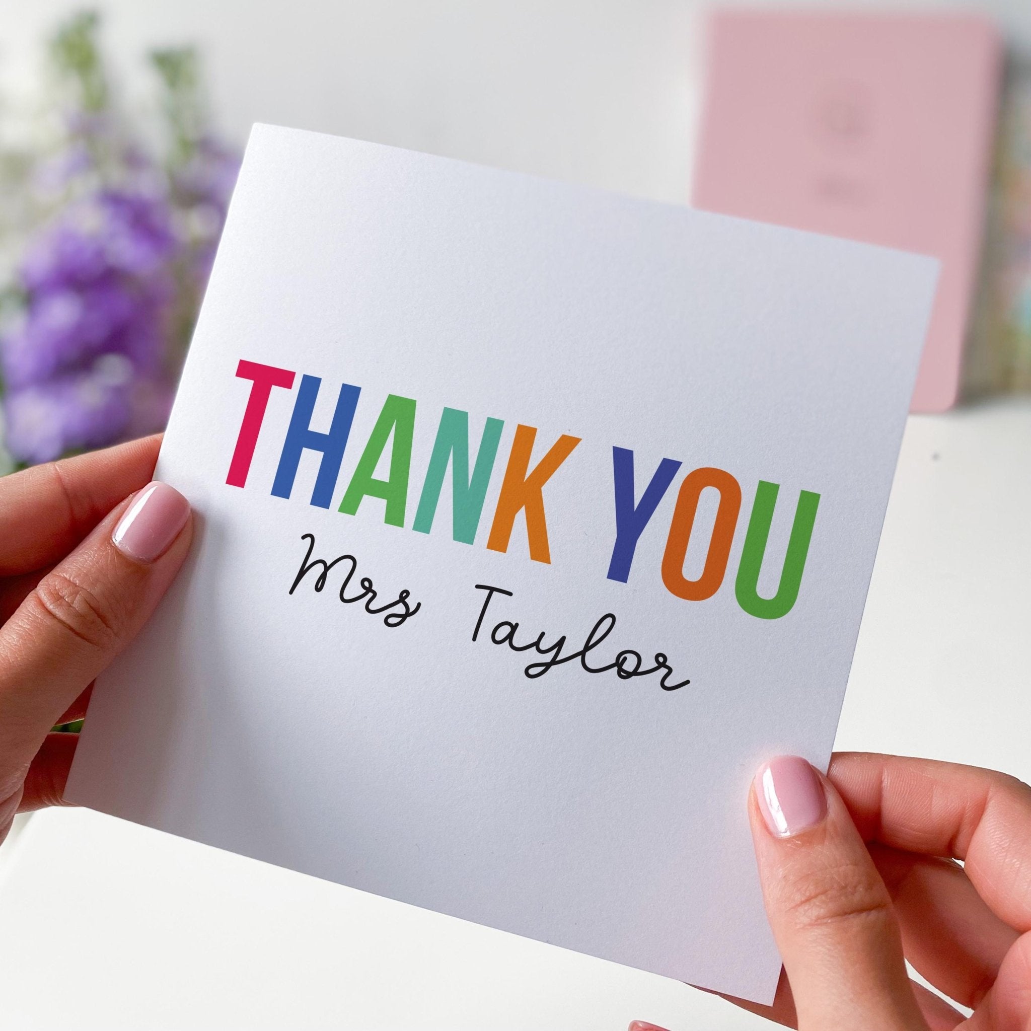 Personalised Teacher Thank You Card Colourful End of Term Appreciation ...