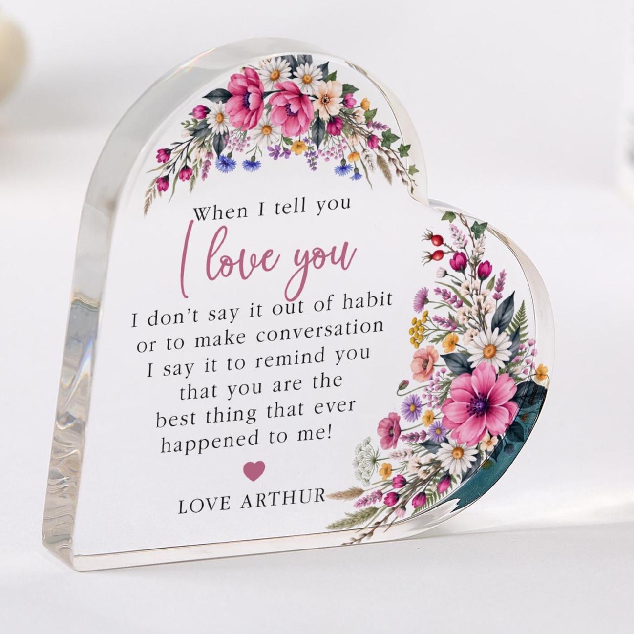 Personalised Thank You Acrylic Heart Plaque, Appreciation Keepsake