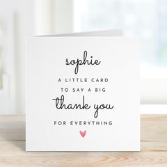 Personalised Thank You Card Custom Name Design with Heart Thoughtful Appreciation Card for Friend Colleague Teacher Boss Family for Her Him