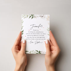 Personalised Thank You Card for Her Elegant Floral Design Appreciation Card for Friend Teacher Mentor or Loved One Custom Name and Message