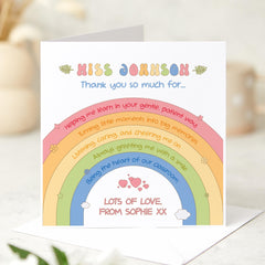 Personalised Thank You Teacher Card from Child Rainbow Design for End of Term Teacher’s Day or Nursery Staff Gift for Her Him
