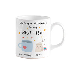 Personalised Uncle Best - Tea Mug – Cute Birthday, Christmas or Father’s Day Present for Uncle – Funny Tea Pun Gift from Niece or Nephew