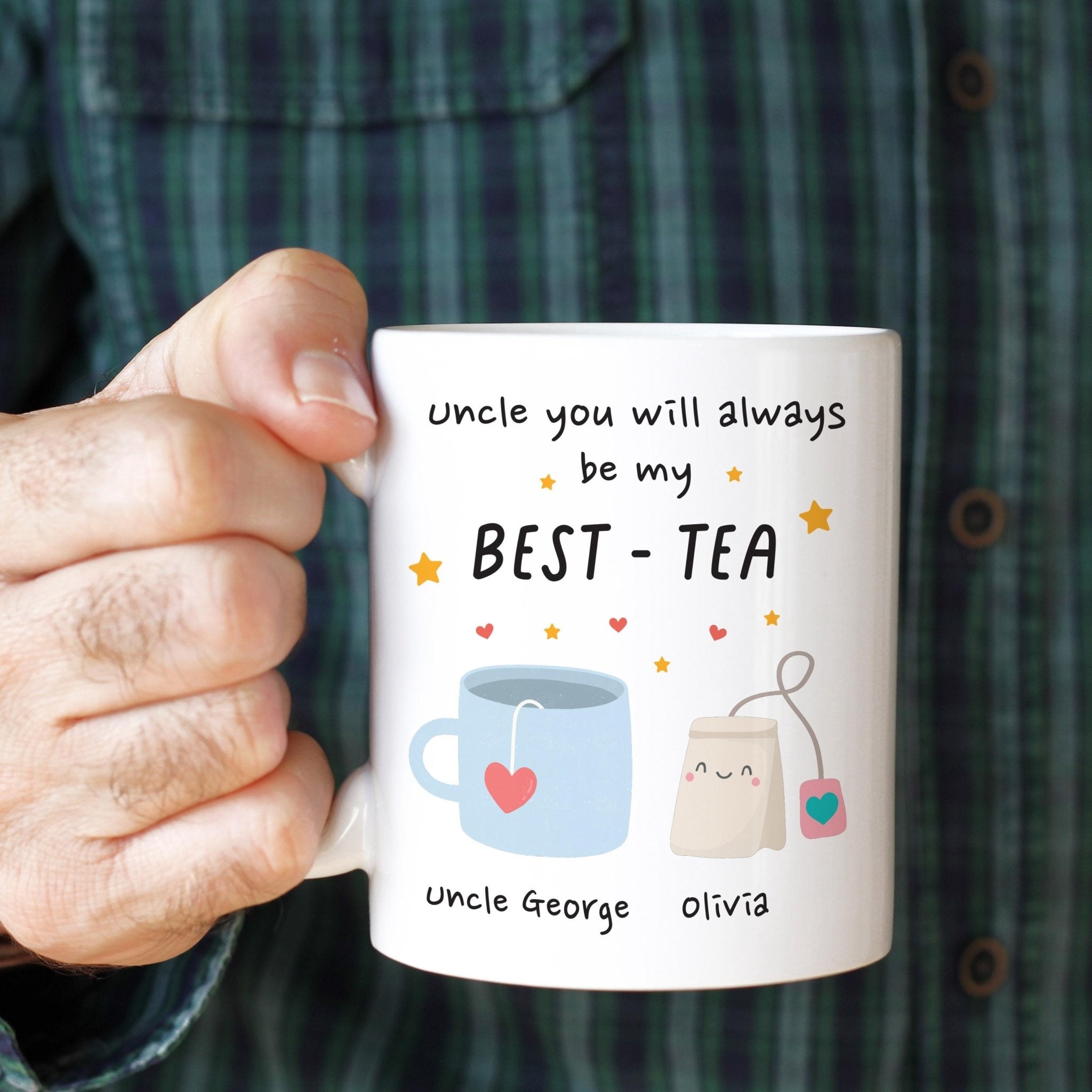 Personalised Uncle Best - Tea Mug – Cute Birthday, Christmas or Father’s Day Present for Uncle – Funny Tea Pun Gift from Niece or Nephew