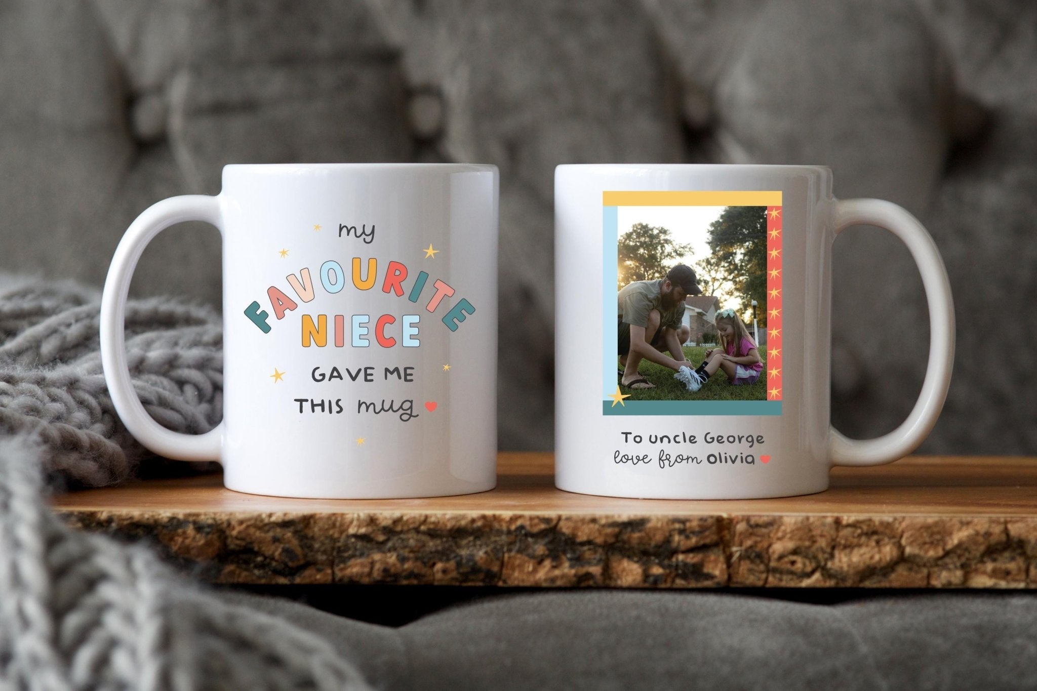 Personalised Uncle Photo Mug – Custom Gift for Uncle or Auntie from Niece Nephew – Cute Birthday, Christmas or Thank You Present