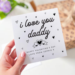 Personalised Valentine's Day Card for Daddy I Love You Heartfelt Card from Daughter Son Baby with Name Cute Gift for Dad's New Dad First