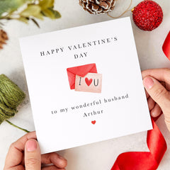 Personalised Valentine's Day Card for Husband I Love You Name Romantic Gift for Spouse Thoughtful Keepsake for Him Hubby First Valentines