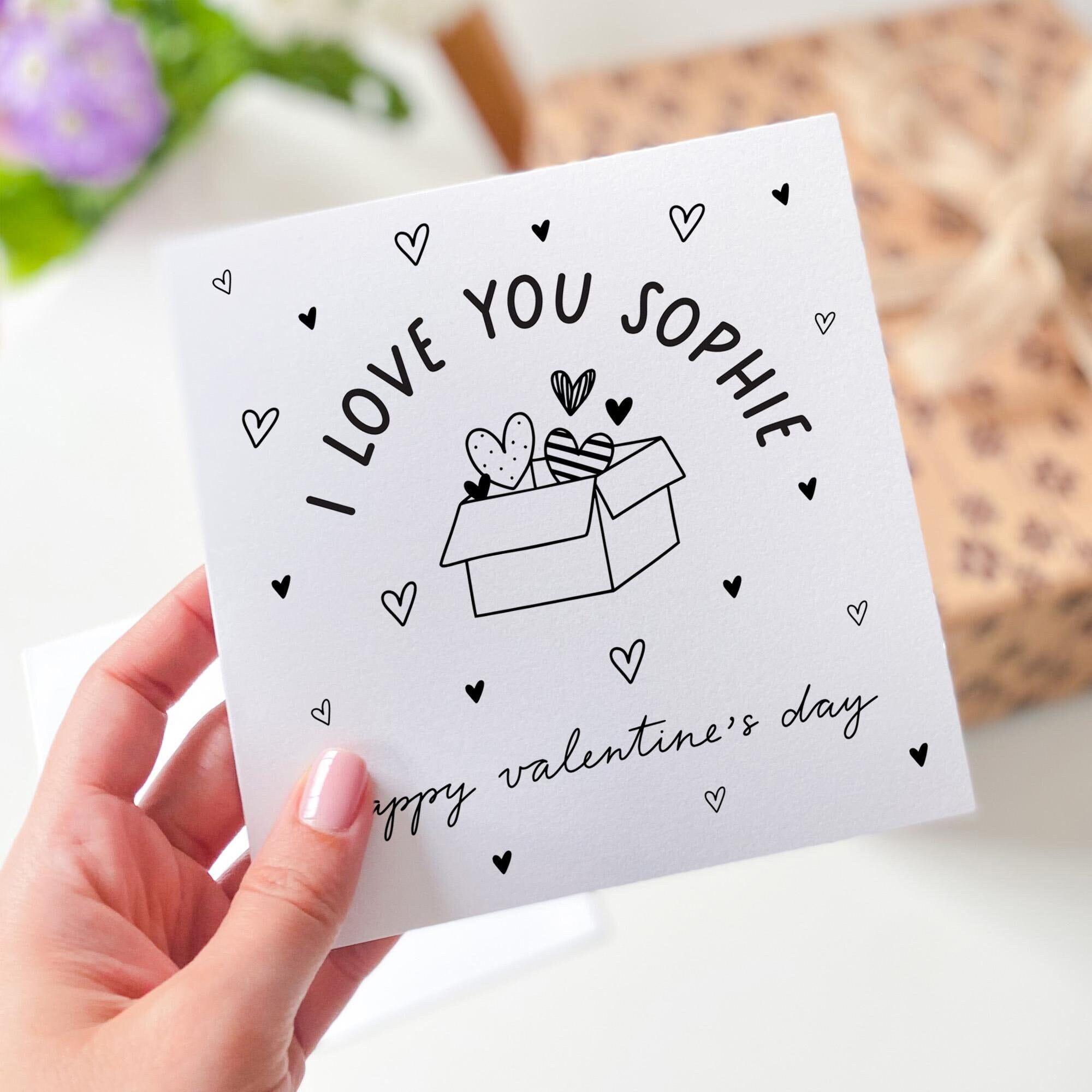 Personalised Valentine's Day Card with Name I Love You Custom Gift Card for Husband Wife Boyfriend Girlfriend Partner Thoughtful Gift Happy