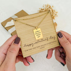 Personalised Valentine’s Day Necklace Gift, Engraved Pendant with Custom Message, Romantic Keepsake Girlfriend Wife