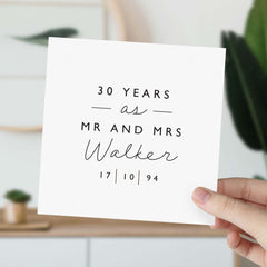 Personalised Wedding Anniversary Card Mr & Mrs Last Name Date Greetings Card 10Th 20Th 30Th 40Th 50Th 60Th 70Th Anniversary Gift For Couple