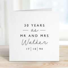 Personalised Wedding Anniversary Card Mr & Mrs Last Name Date Greetings Card 10Th 20Th 30Th 40Th 50Th 60Th 70Th Anniversary Gift For Couple