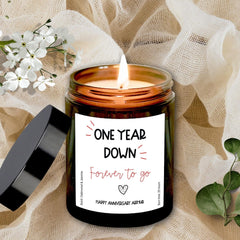 Personalised Wedding Anniversary Gift Soy Wax Scented Candle / One Year Done Forever To Go Hand - Poured Cosy Gift