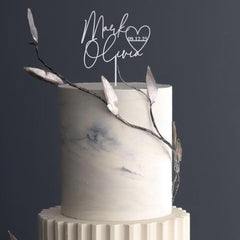 Personalised Wedding Cake Topper, Custom Names & Date, Rustic Bridal Engagement, Wooden Gold Silver Rose Gold Black