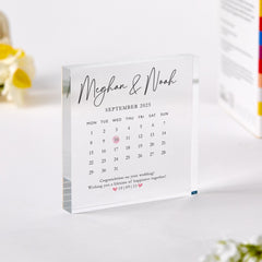 Personalised Wedding Date Acrylic Plaque Custom Calendar Gift with Names & Special Day Romantic Keepsake for Newlyweds or Anniversary