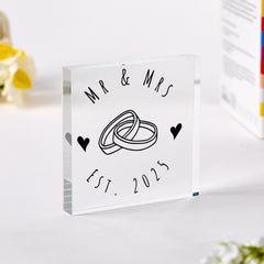 Personalised Wedding Keepsake Acrylic Plaque Mr & Mrs Last Name Established 2025 Custom Engagement Gift Newlywed Home Décor Sign