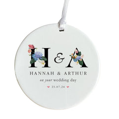 Personalised Wedding Ornament with Initials Names & Date Congratulations on Your Wedding Day Keepsake Newlywed Gift for Couple Newlywed