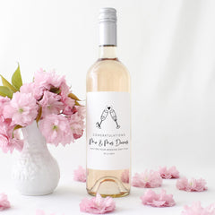 Personalised Wedding Wine Label for Bride & Groom Fun Champagne Design Wine or Prosecco Bottle Sticker Gift for Couples Friends or Family