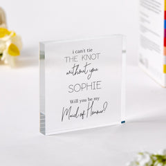 Personalised ˜Will You Be My Maid of Honour?' Proposal Gift ANY ROLE Acrylic Plaque Elegant Wedding Proposal Keepsake for Bridesmaids