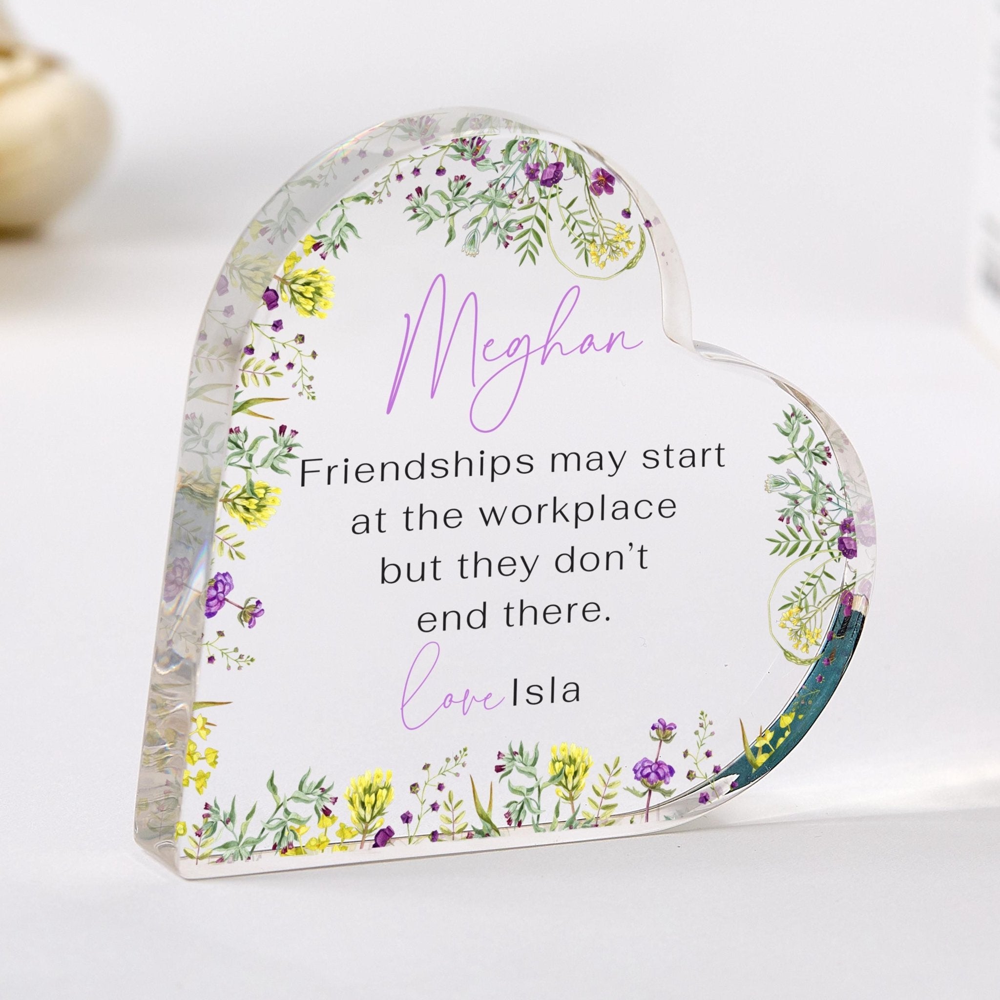 Personalised Work Colleague Gift – Christmas, Birthday or Leaving Present – Custom Name Keepsake – Acrylic Plaque Friendship Appreciation