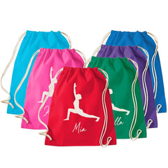 Personalised Yoga Drawstring Bag, Kids Gym Sack, Custom PE Bag, Class Kit, Wellness Gift for Girls