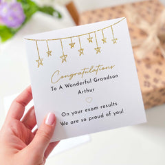 Personalised your exam results congratulations card So proud of you for wonderful grandson daughter son granddaughter greeting cards