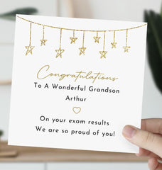 Personalised your exam results congratulations card So proud of you for wonderful grandson daughter son granddaughter greeting cards