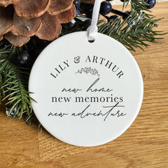 Personalized New Home ornament Gift for New Home New Memories New Adventure with names Housewarming Present Couple