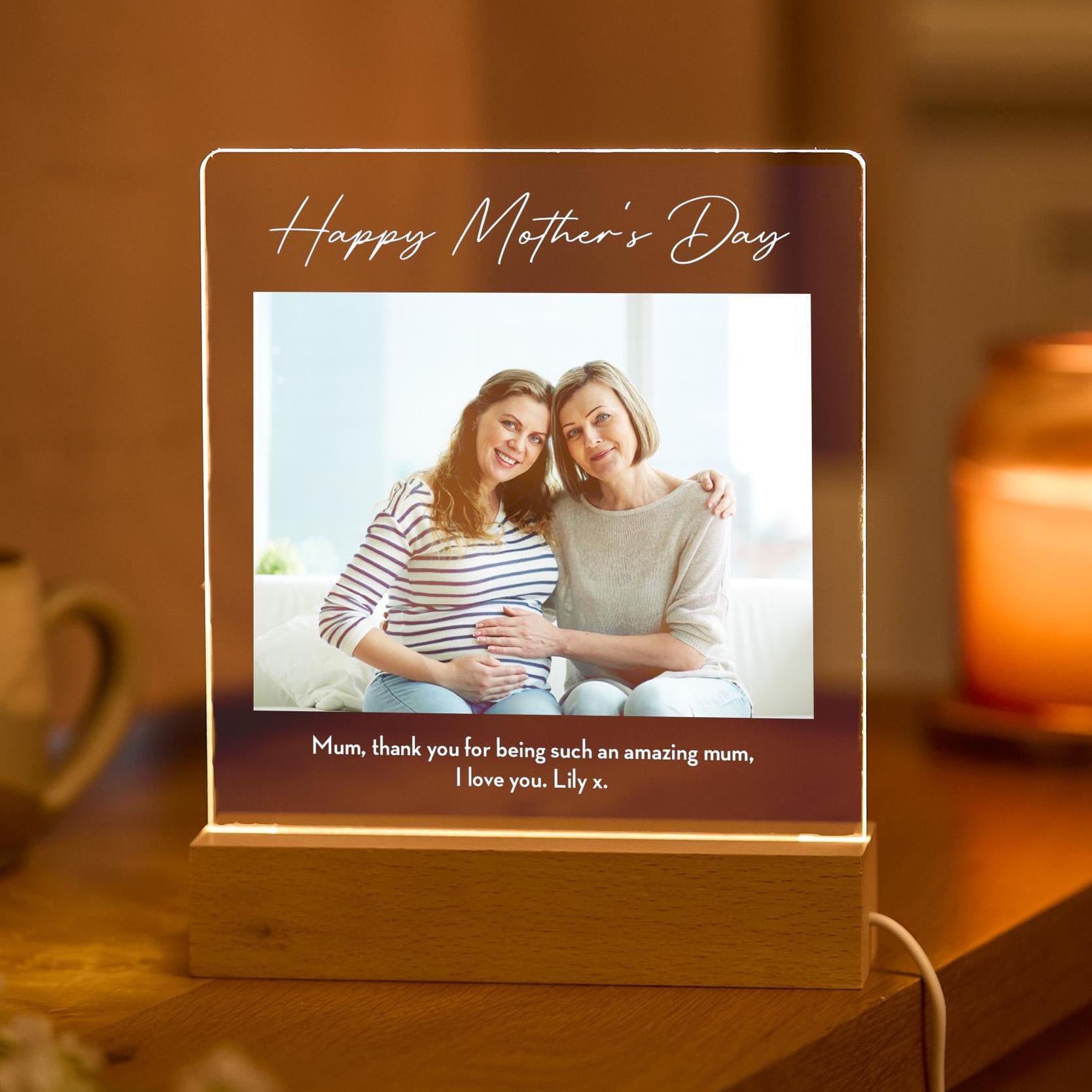 Photo LED Night Light Custom Text Gift for Mum Dad Grandma Wife Nanny Mother's Day Birthday Thank You Father's Day Gift