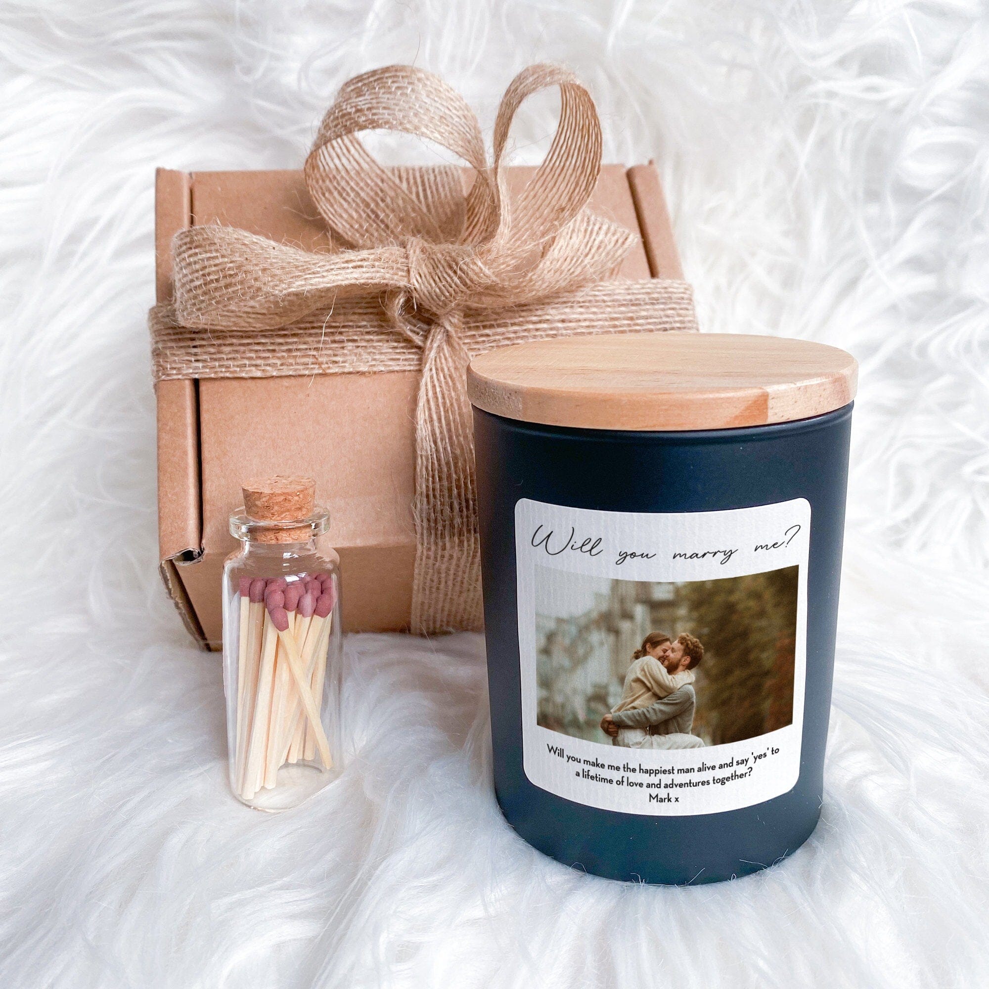 Photo Scented Candle Custom Text Christmas Birthday Anniversary Valentines Day Engagement Gift Her