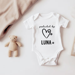 Protected By Pet Baby Bodysuit Sibling Dog or Cat Owner New Baby Gift for Parents Baby Vest Baby Shower Gift