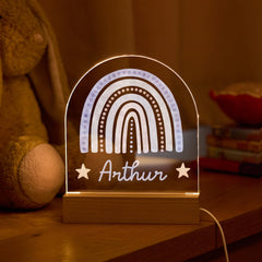 Rainbow LED Night Light Custom Name Gift for Kids Birthday Christening Baptism Nursery Baby Room Nightlight