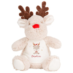 Reindeer Teddy Christmas Keepsake with Name Gift from Parents Grandparents Auntie Uncle for Baby Child Grandson Granddaughter Niece Nephew
