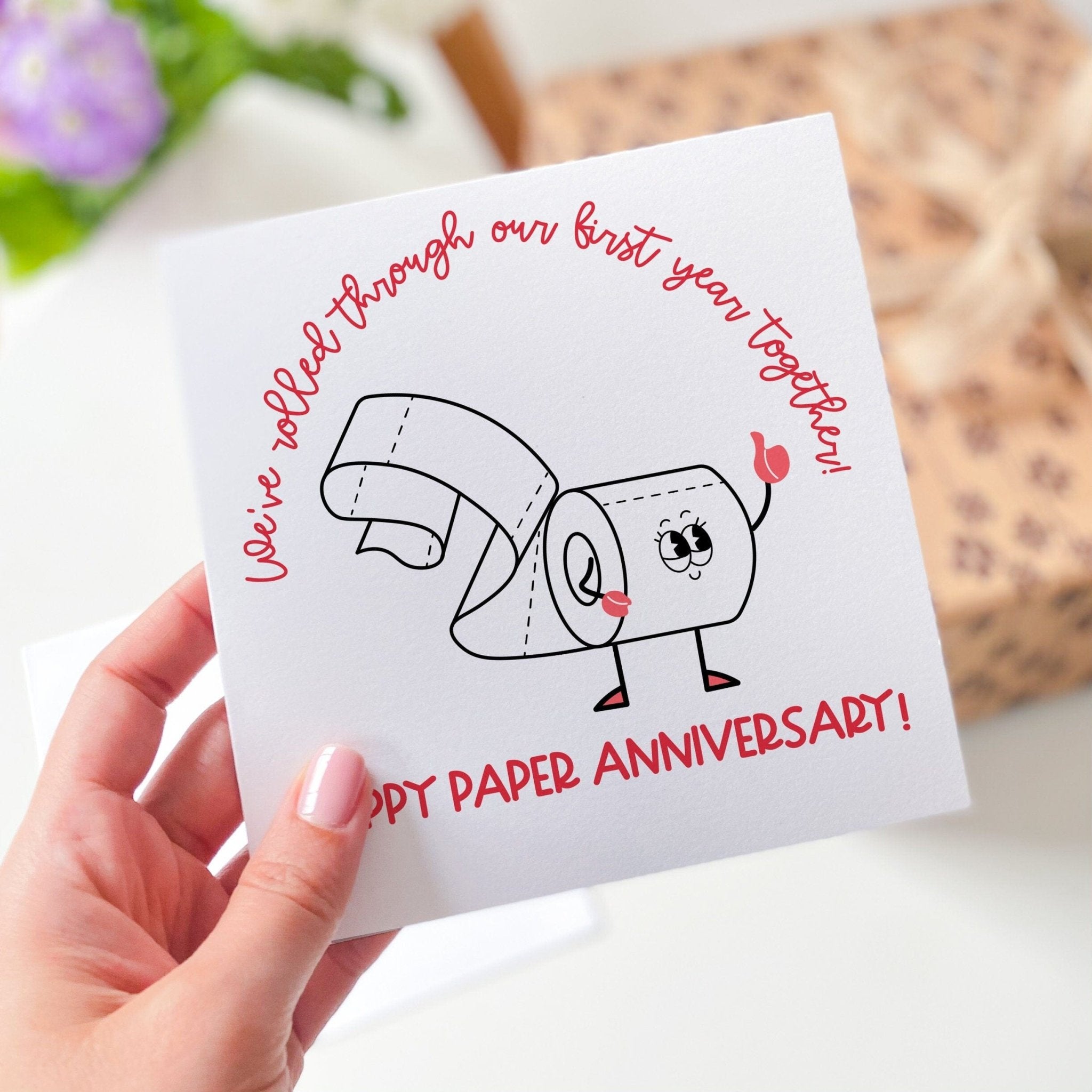 Second Anniversary Card Happy Second Paper Anniversary Card Toilet Paper Funny 2Nd Wedding Anniversary Husband Wife Boyfriend Girlfriend