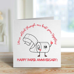 Second Anniversary Card Happy Second Paper Anniversary Card Toilet Paper Funny 2Nd Wedding Anniversary Husband Wife Boyfriend Girlfriend